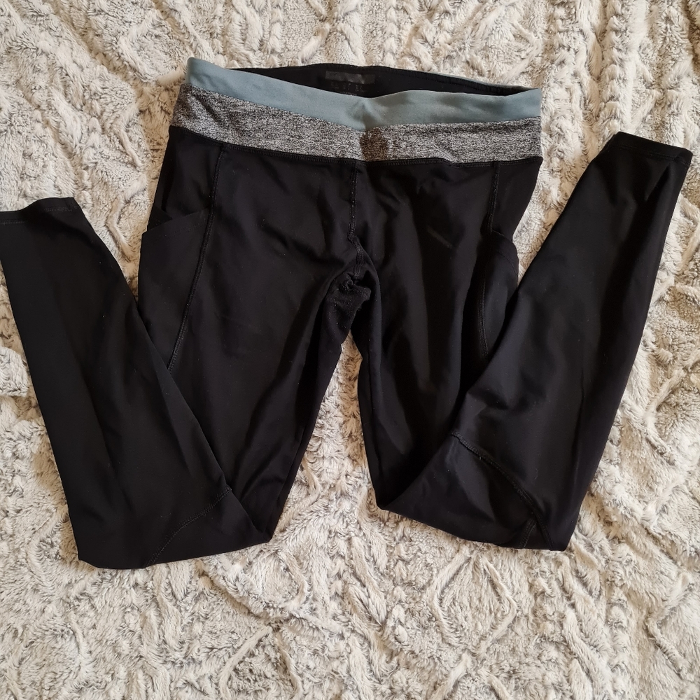 Forever21 Workout Leggings Teal Grey Band Size Large